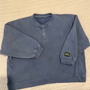 Daily Drills women Dusty Blue Crewneck Henley Sweatshirt